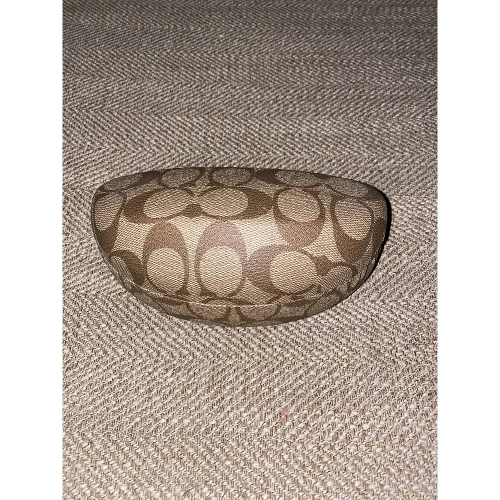 Used COACH‎ Signature Tan Brown Hard Clam Shell Eye Glasses Sunglasses Case Only